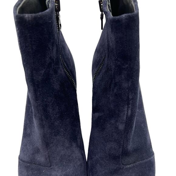 Rag & Bone Blue Suede Leather 3" Stiletto Heeled Moto Ankle Boots Zips Size 7 - Picture 6 of 16